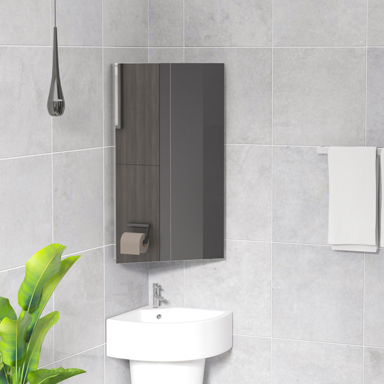 Biscay 450mm W 780mm H Surface Frameless Medicine Cabinet with Mirror and 3 Fixed Shelves